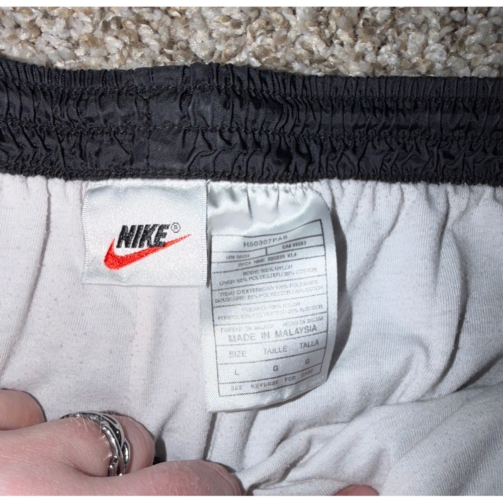 Vintage 90s Nike White Tag Nylon Track Pants Black Windbreaker L Baggy Zip RARE